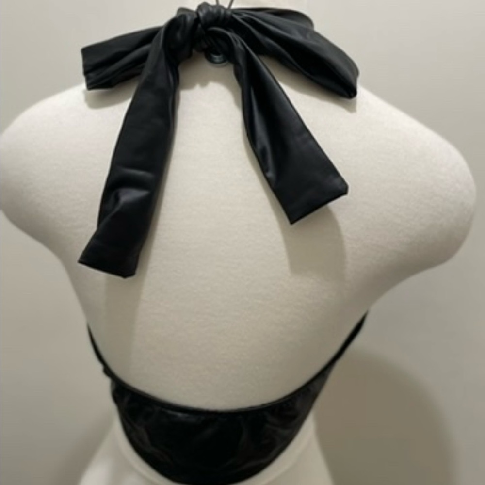 Black Wrap Halter Top - Picture 3 of 4
